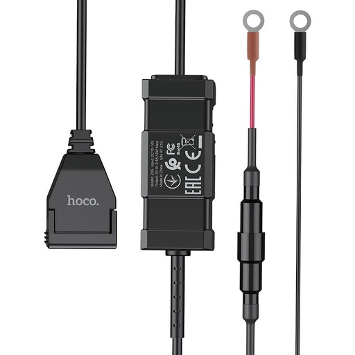 Hoco Z45 motorkerékpár töltő, egy USB 5V / 2.4A vízálló kimenet, levehető motorkerékpár kormányrögzítő szíjjal fekete