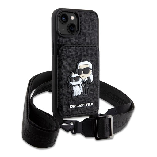 Apple iPhone 14 Karl Lagerfeld Saffiano Crossbody Karl and Choupette NFT tok (Fekete) – KLHCP14SCSAKCPMK