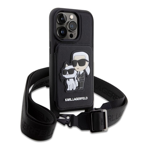Apple iPhone 14 Pro Max Karl Lagerfeld Saffiano Crossbody Karl and Choupette NFT tok (Fekete) – KLHCP14XCSAKCPMK
