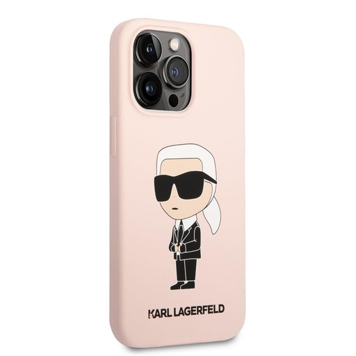Apple iPhone 13 Pro Karl Lagerfeld Liquid Silicone Ikonik NFT tok (Rózsaszín) – KLHCP13LSNIKBCP