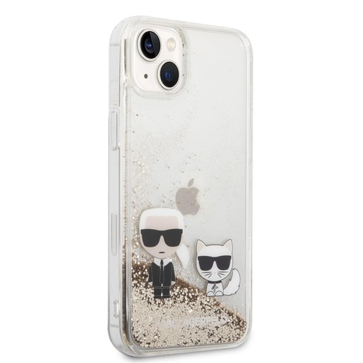 Apple iPhone 14 Plus Karl Lagerfeld Liquid Glitter Karl and Choupette tok (Arany) – KLHCP14MGKCD