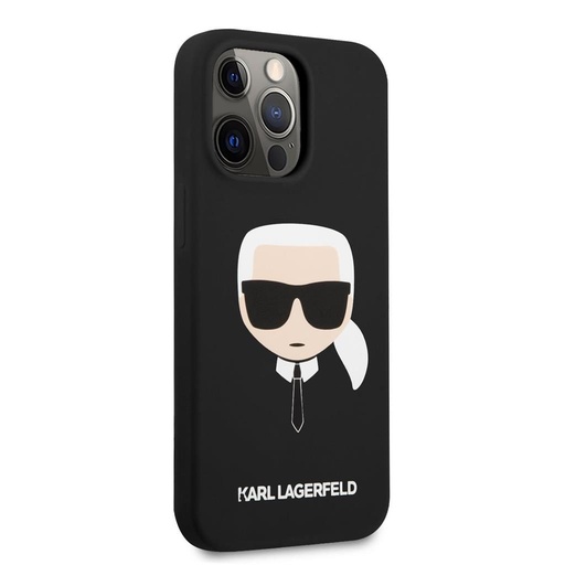 Apple iPhone 13 Pro Max Karl Lagerfeld MagSafe Compatible Liquid Silicone Karl Head tok (Fekete) – KLHMP13XSLKHBK