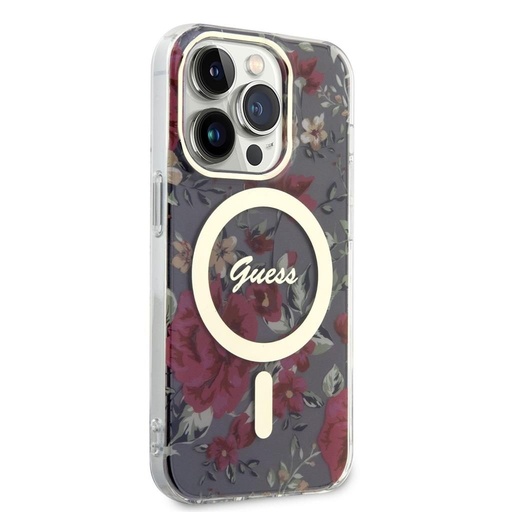 Apple iPhone 14 Pro Guess Flowers IML MagSafe tok (Khaki) - GUHMP14LHCFWSA