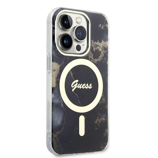 Apple iPhone 14 Pro Guess Marble IML MagSafe tok (Fekete) - GUHMP14LHTMRSK