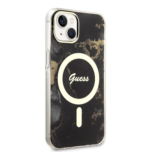 Apple iPhone 14 Guess Marble IML MagSafe tok (Fekete) - GUHMP14SHTMRSK