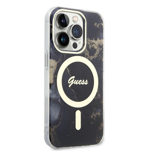 Apple iPhone 13 Pro Guess Marble IML MagSafe tok (Fekete) - GUHMP13LHTMRSK