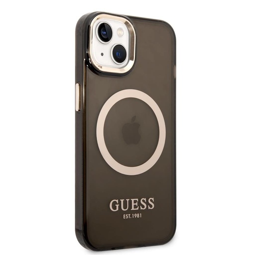 Apple iPhone 14 Plus Guess Translucent MagSafe kompatibilis tok (Fekete) – GUHMP14MHTCMK