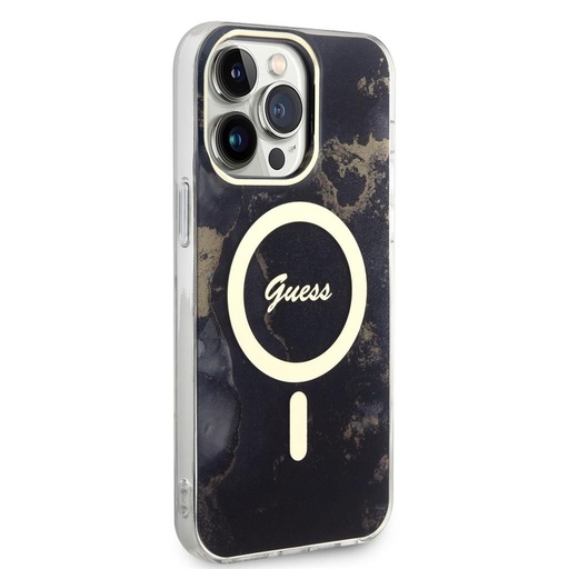 Apple iPhone 14 Pro Max Guess Marble IML MagSafe tok (Fekete) - GUHMP14XHTMRSK