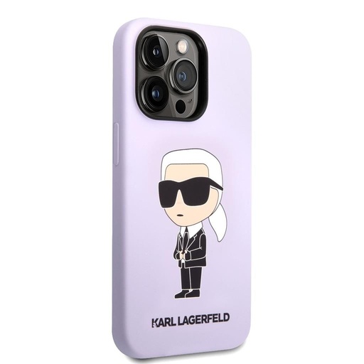 Apple iPhone 14 Pro Karl Lagerfeld Liquid Silicone Ikonik NFT tok (Lila) – KLHCP14LSNIKBCU