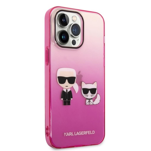 Apple iPhone 14 Pro Max Karl Lagerfeld Gradient Karl and Choupette tok (Rózsaszín) – KLHCP14XTGKCP
