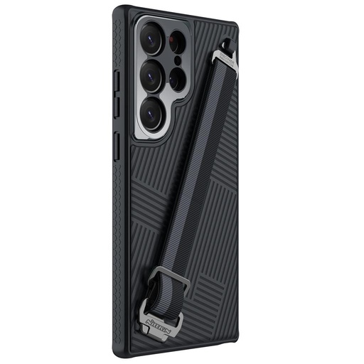 Samsung Galaxy S23 Ultra Nillkin strap strapabíró tok pánttal (Fekete)