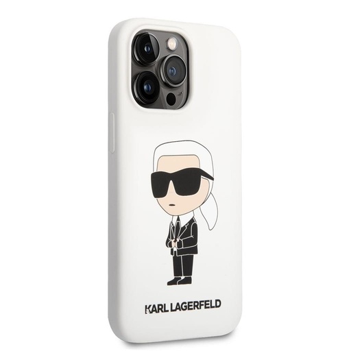 Apple iPhone 13 Pro Karl Lagerfeld Liquid Silicone Ikonik NFT tok (Fehér) – KLHCP13LSNIKBCH
