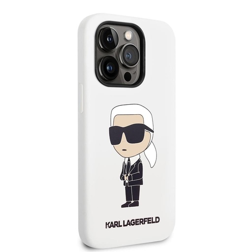 Apple iPhone 14 Pro Karl Lagerfeld Liquid Silicone Ikonik NFT tok (Fehér) – KLHCP14LSNIKBCH