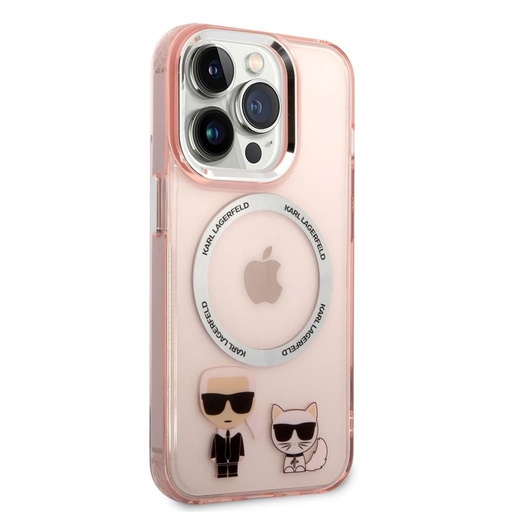 Apple iPhone 14 Pro Karl Lagerfeld MagSafe Compatible Karl and Choupette tok (Rózsaszín) – KLHMP14LHKCP