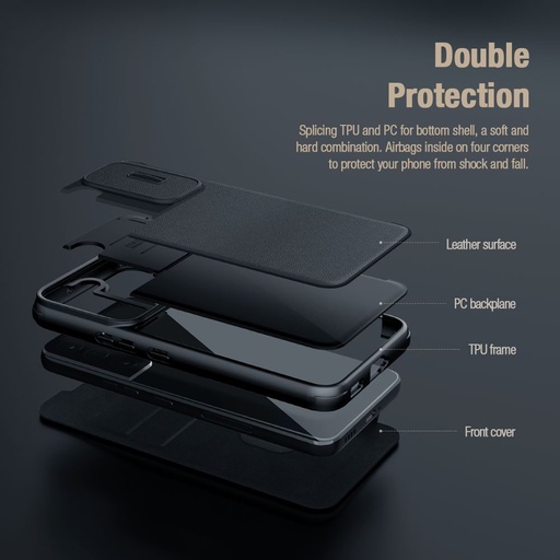 Samsung Galaxy S23 5G Nillkin Qin cloth pro kameravédős szövet notesz tok (Szürke)