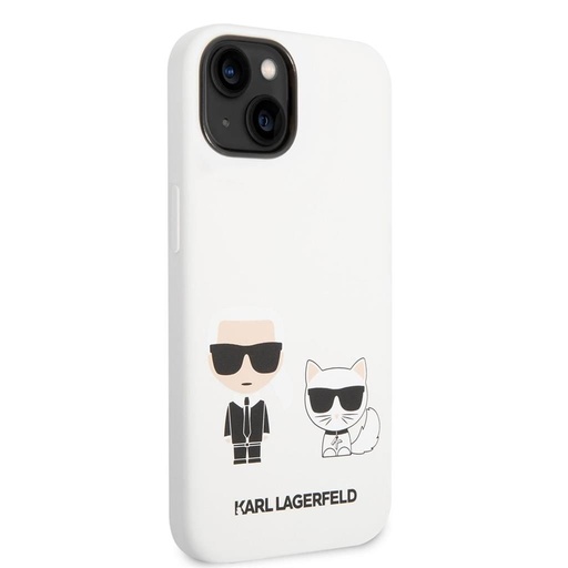 Apple iPhone 14 Karl Lagerfeld & Choupette folyékony szilikontok (Fehér) – KLHCP14SSSKCW