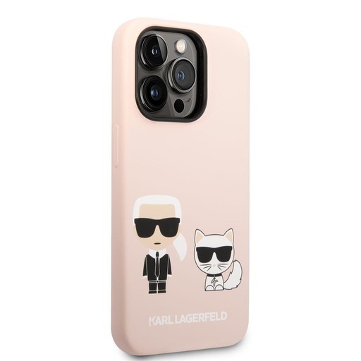 Apple iPhone 14 Pro Max Karl Lagerfeld & Choupette folyékony szilikontok (Rózsaszín) – KLHCP14XSSKCI