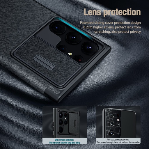 Samsung Galaxy S23 Ultra Nillkin Qin cloth pro kameravédős szövet notesz tok (Szürke)