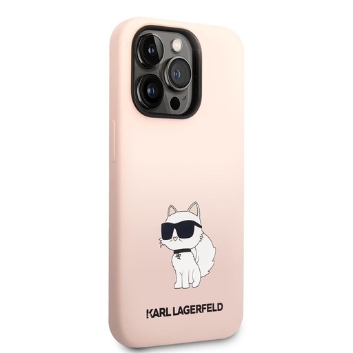 Apple iPhone 14 Pro Karl Lagerfeld Liquid Silicone Choupette NFT tok (Rózsaszín) – KLHCP14LSNCHBCP