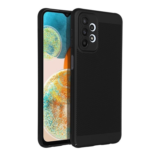 Samsung Galaxy A23 5G Breezy lyukacsos műanyag hátlap tok (Fekete)