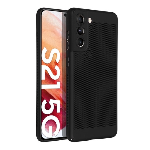 Samsung Galaxy S21 FE Breezy lyukacsos műanyag hátlap tok (Fekete)