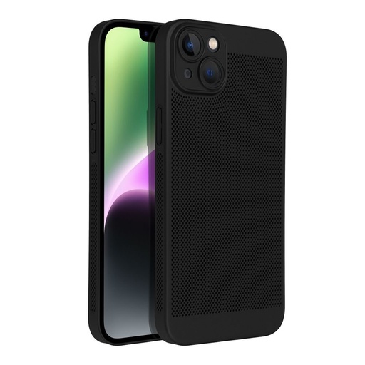 Apple iPhone 14 Plus Breezy lyukacsos műanyag hátlap tok (Fekete)