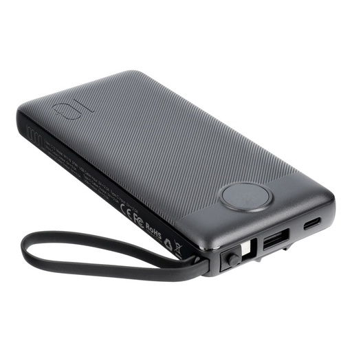 VEGER C10 powerbank, 10000mAH kapacitással,20W töltési teljesítménnyel, Type-C/MicroUSB/Lightning kábellel fekete