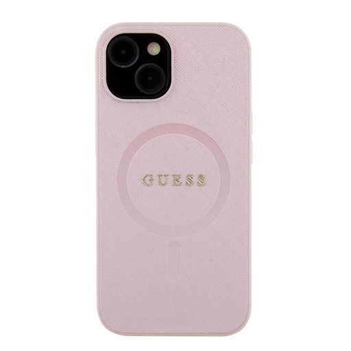 Apple iPhone 15 Guess PU Saffiano MagSafe tok (Rózsaszín) - GUHMP15SPSAHMCP