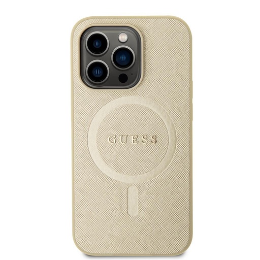 Apple iPhone 15 Pro Guess PU Saffiano MagSafe tok (Bézs) - GUHMP15LPSAHMCB