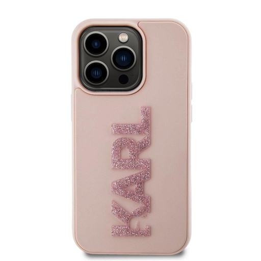 Apple iPhone 15 Pro Karl Lagerfeld 3D Glitter Karl tok (Rózsaszín) – KLHCP15L3DMBKCP
