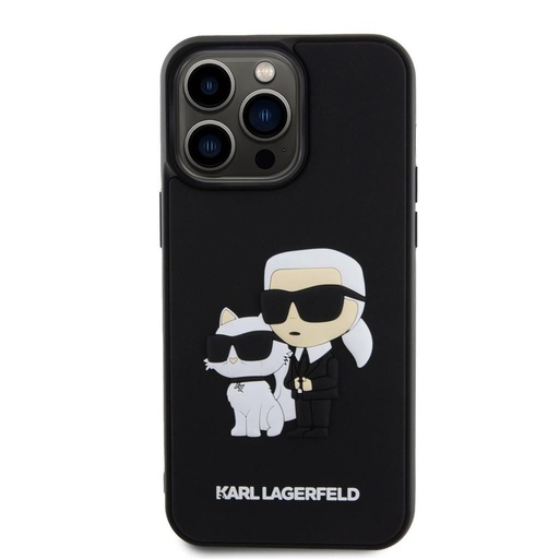 Apple iPhone 15 Pro Max Karl Lagerfeld 3D Karl & Choupette tok (Fekete) – KLHCP15X3DRKCNK