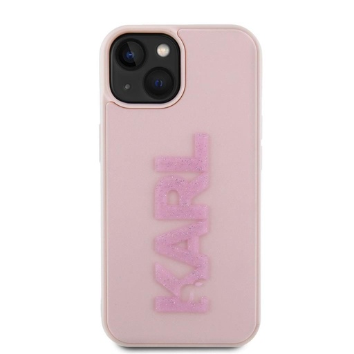 Apple iPhone 15 Karl Lagerfeld 3D Glitter Karl tok (Rózsaszín) – KLHCP15S3DMBKCP