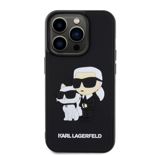Apple iPhone 15 Pro Karl Lagerfeld 3D Karl & Choupette tok (Fekete) – KLHCP15L3DRKCNK