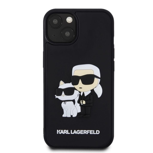 Apple iPhone 15 Karl Lagerfeld 3D Karl & Choupette tok (Fekete) – KLHCP15S3DRKCNK