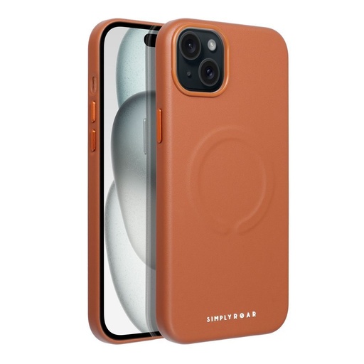 Apple iPhone 15 Plus Roar Leather magsafe hátlap tok (Barna)