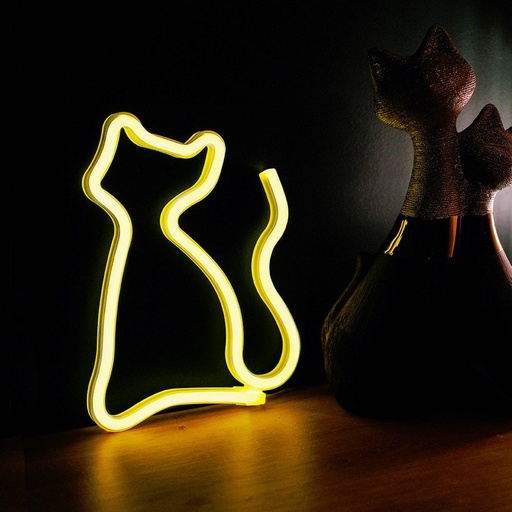 Forever Cat FLNEO3 meleg fehéren világító macska alakú LED lámpa,3 db AA elemmel vagy USB csatlakozóval üzemeltethető fehér
