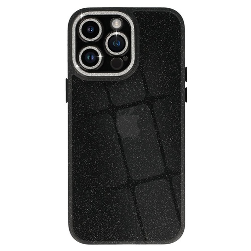 Apple iPhone 13 Pro Max liquid glitter camera hátlap tok (Fekete)