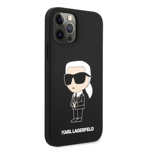 Apple iPhone 12/12 Pro Karl Lagerfeld Liquid Silicone Ikonik NFT tok (Fekete) – KLHCP12MSNIKBCK