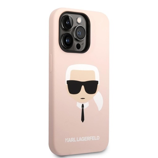 Apple iPhone 14 Pro Max Karl Lagerfeld MagSafe Compatible Liquid Silicone Karl Head tok (Rózsaszín) – KLHMP14XSLKHLP