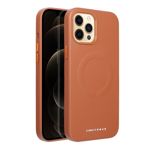 Apple iPhone 12 Pro Max Roar Leather magsafe hátlap tok (barna)