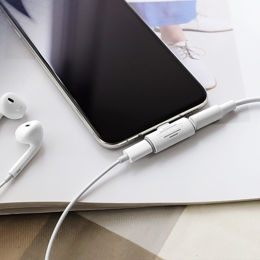 Borofone BV6 lightning elosztó (lightning audio+lightning töltő port), fehér