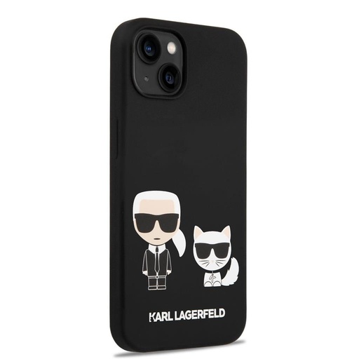 Apple iPhone 14 Plus Black Karl Lagerfeld MagSafe Compatible Liquid Silicone Karl and Choupette tok (Fekete) – KLHMP14MSSKCK