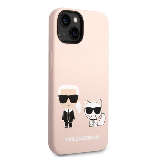 Apple iPhone 14 Plus Karl Lagerfeld MagSafe Compatible Liquid Silicone Karl and Choupette tok (Rózsaszín) – KLHMP14MSSKCI