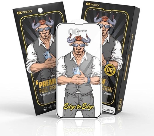 Apple iPhone 13 Pro Max / iPhone 14 Plus OX Warrior Mr. Boxer flexibilis anti statikus strapabíró üvegfólia átlátszó (fekete ker