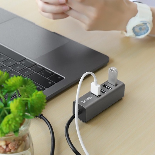 Hoco HB1 HUB, USB-C - 4 USB, metálszürke