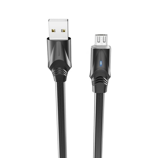 Borofone BU12 microUSB kábel, cink ötvözet, LED állapotjelző, 2,4A, 1,2m, fekete