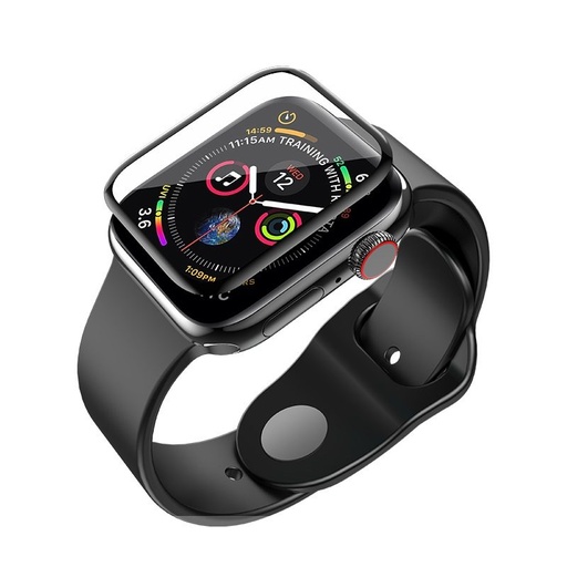 Apple Watch Series1/2/3/4/5(38/40mm) kijelzővédő üveg, átlátszó (fekete keret)