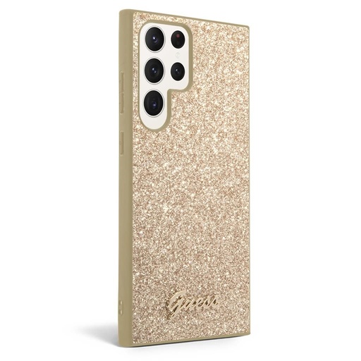 Samsung Galaxy S24 Ultra Guess Glitter Flakes Metal Logo tok (Arany) - GUHCS24LHGGSHD