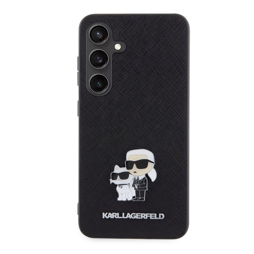 Samsung Galaxy S24 Karl Lagerfeld PU Saffiano Metal Karl and Choupette tok (Fekete) – KLHCS24SPSAKCMPK