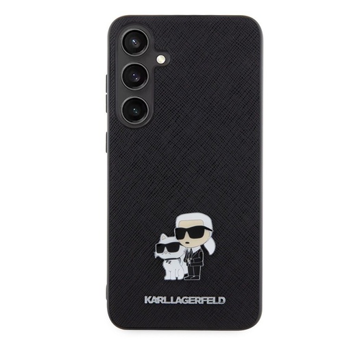 Samsung Galaxy S24+ Karl Lagerfeld PU Saffiano Metal Karl and Choupette tok (Fekete) – KLHCS24MPSAKCMPK